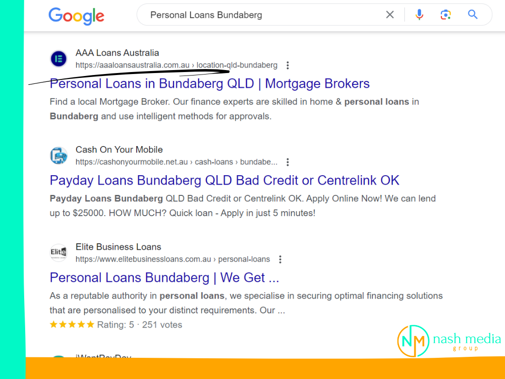 Google Ranking for Personal Loans in Bundaberg